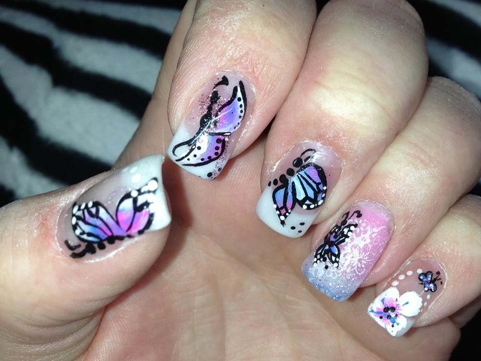 Butterfly Nail Art with Gold Foil Accents - wide 11