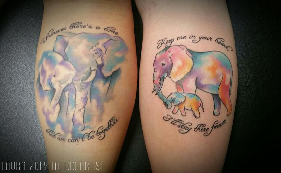 Mother Daughter Elephant Tattoos - Tattoo Collections