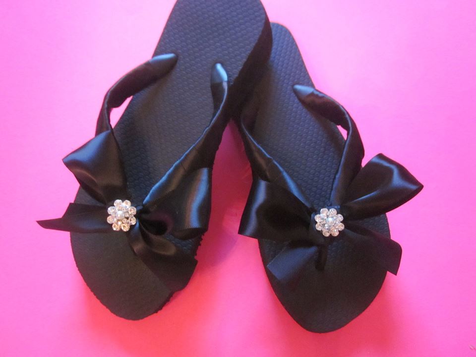 Black Wedding Shoes Flip Flop