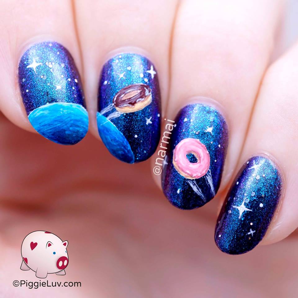 Galaxy Donuts Nail Art