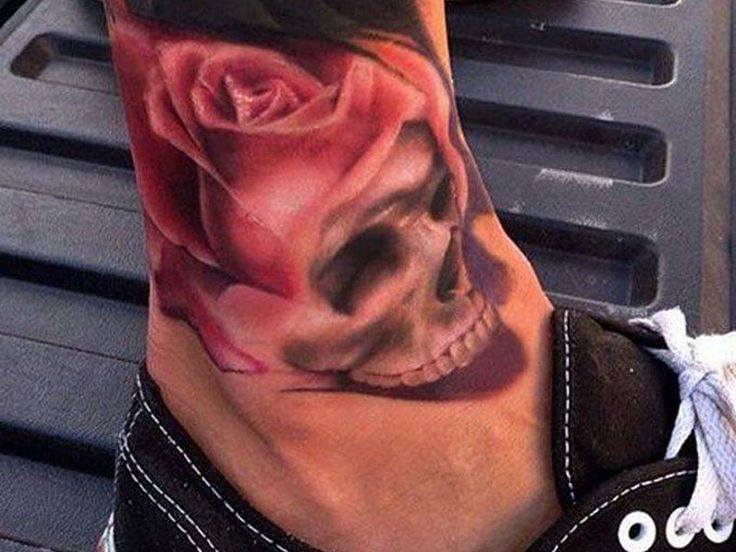 3D Skull Tattoo on Leg