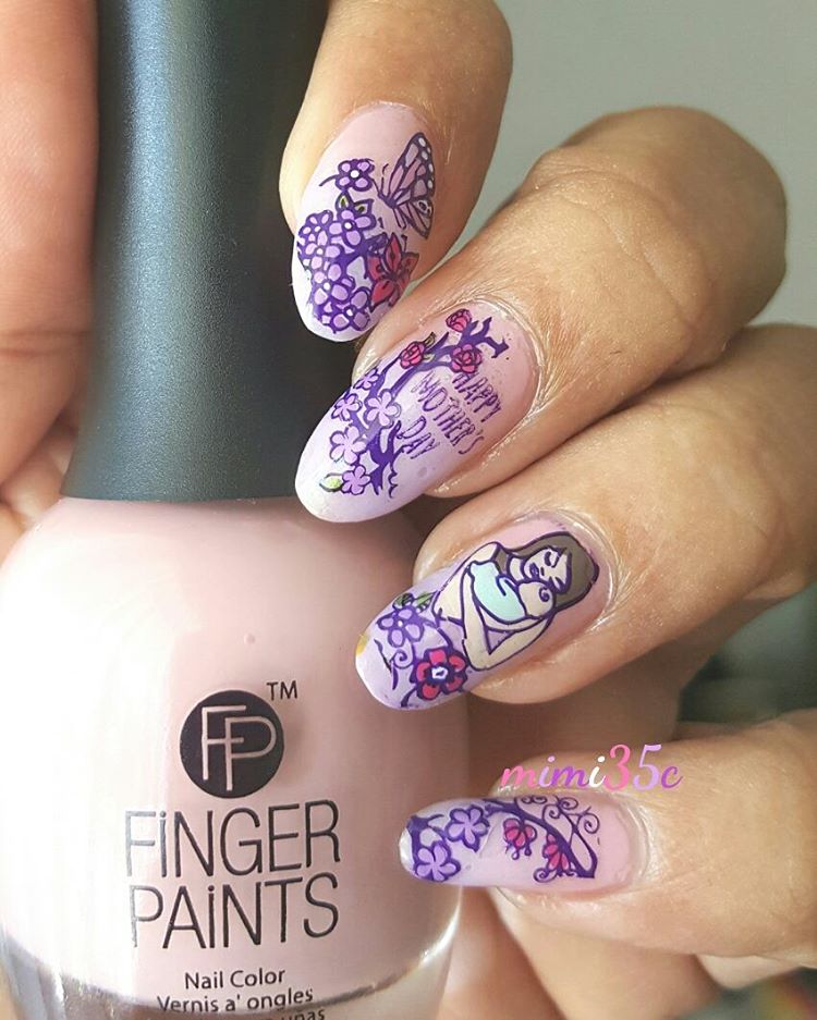 Beautiful Purple Mother's Day Nails