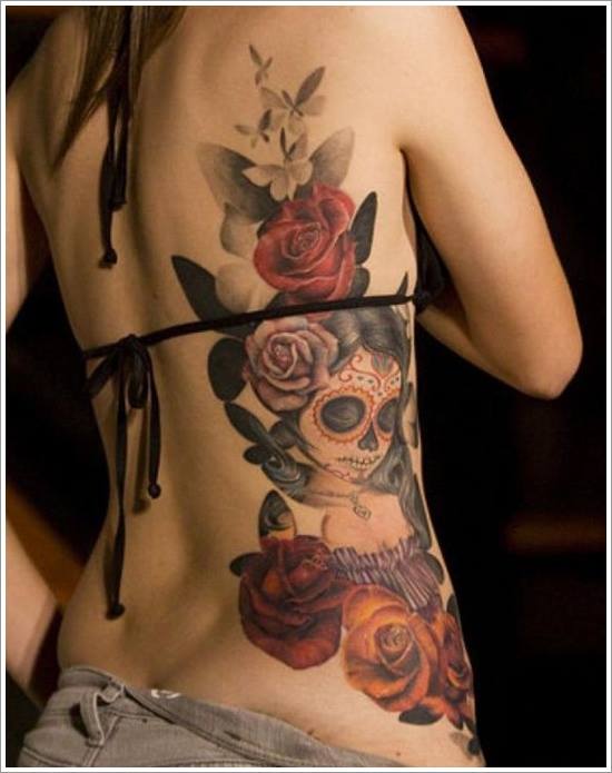 Beautiful Women Skull Tattoo Design