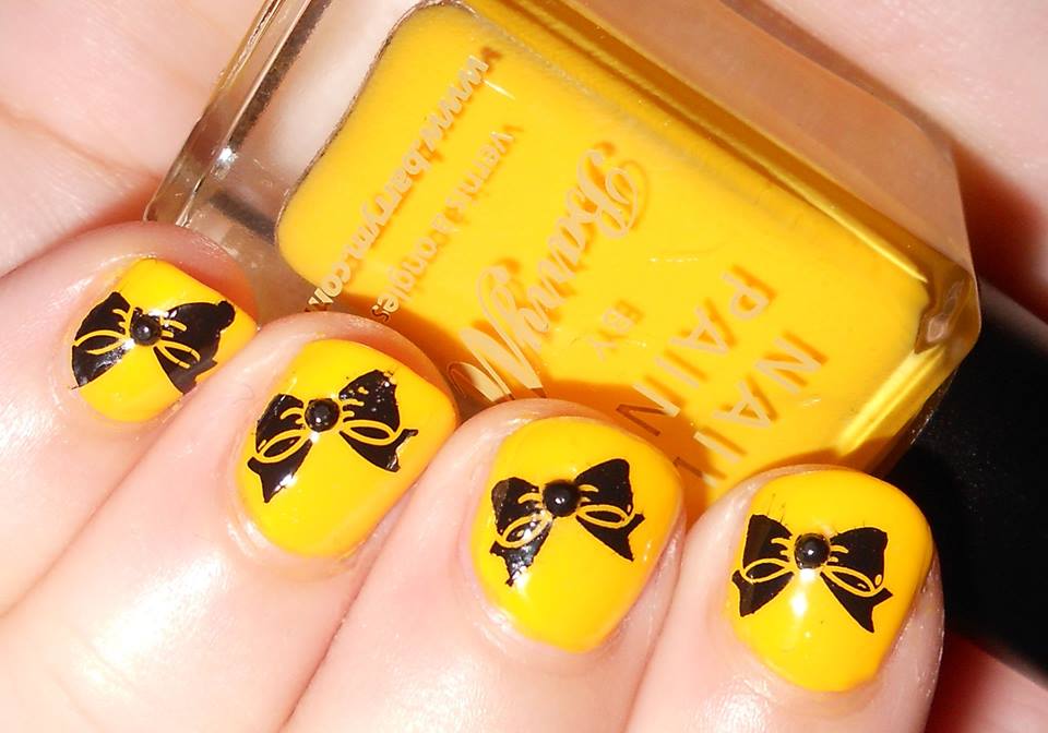 Bright yellow With Black Bow