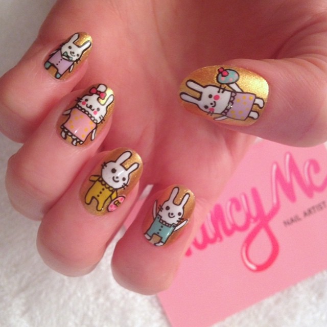Bunny On Golden Nails
