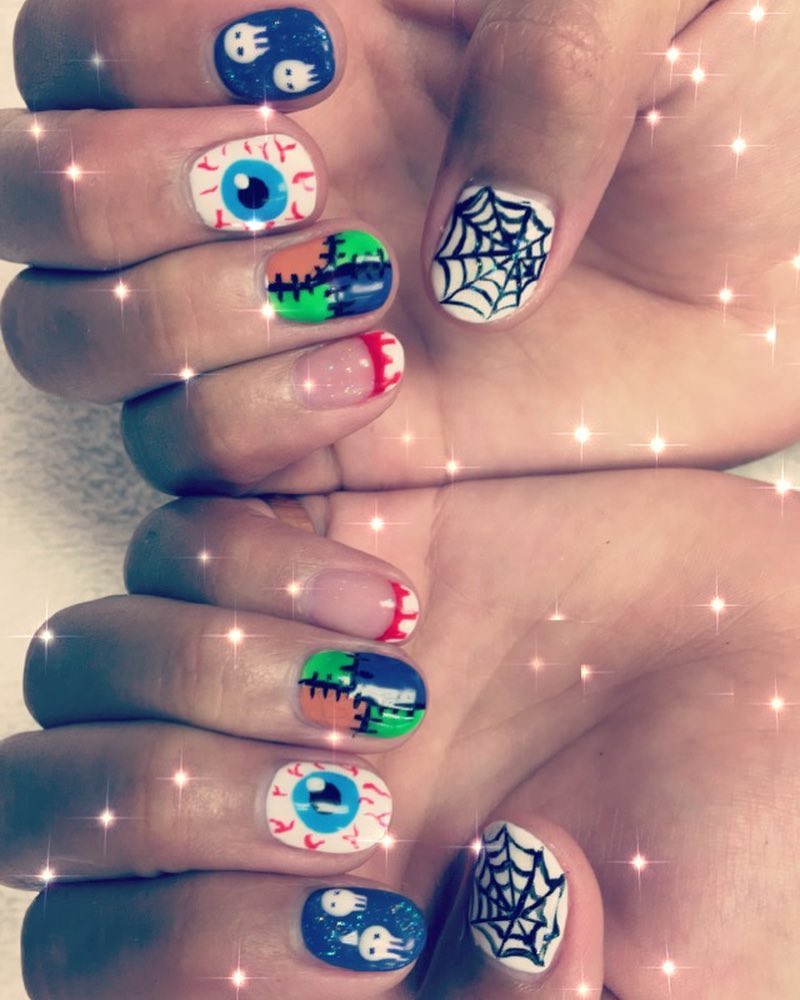 Colorful Halloween Nails. Pic by _vannyka_  Nail Art Design Ideas For Halloween