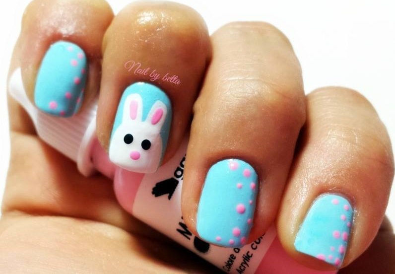 Cute Aqua Bunny With Dots