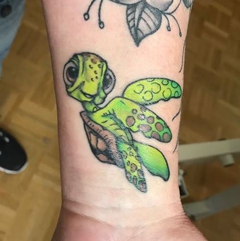 Cute Green Turtle On Wrist