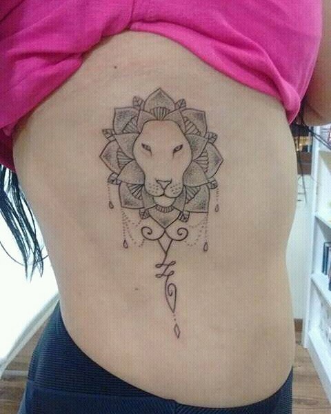 Cute Lion Tattoo Symbol On Side Back