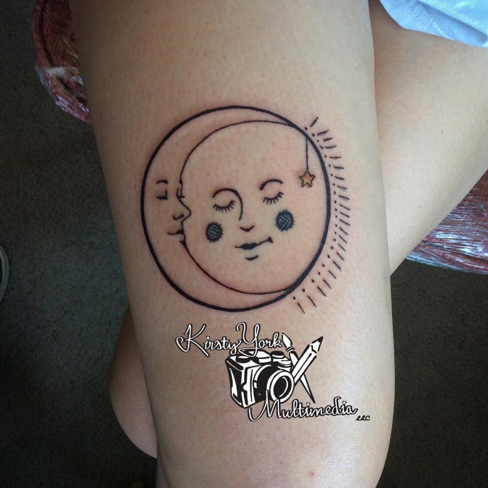 Cute Sun And Moon Tattoo