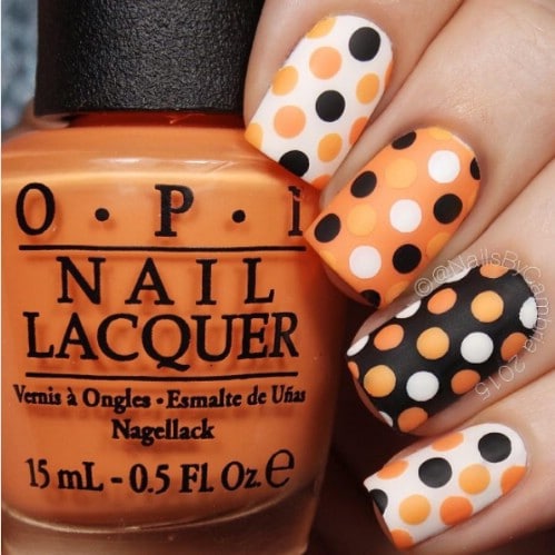 DIY Dotted Halloween Nails.