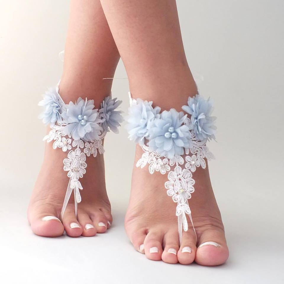 Floral Barefoot Beach Wedding Shoes