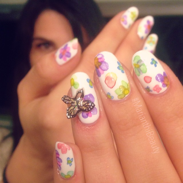Floral Butterfly Summer Nails