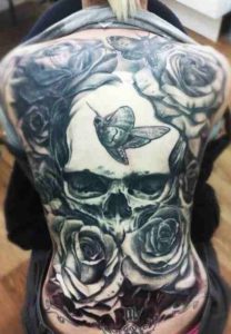 Full Back skull Tattoo Design