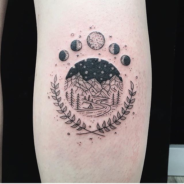 Geometric Moon Tattoo