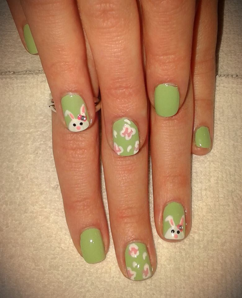 Green Cute Bunny Nails