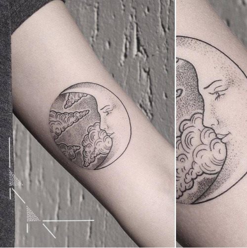 Illustrative Moon Tattoo