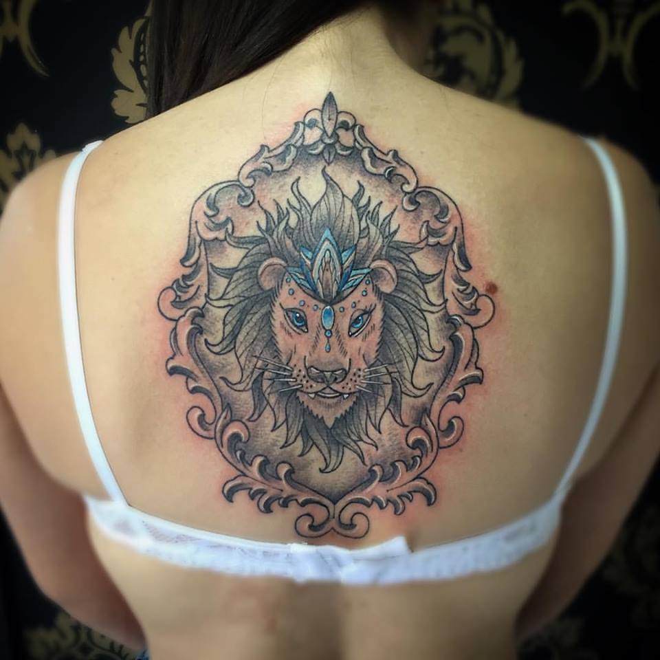 Inspirational Lion Tattoo On Back