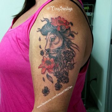 Lion With Flowers on Arm