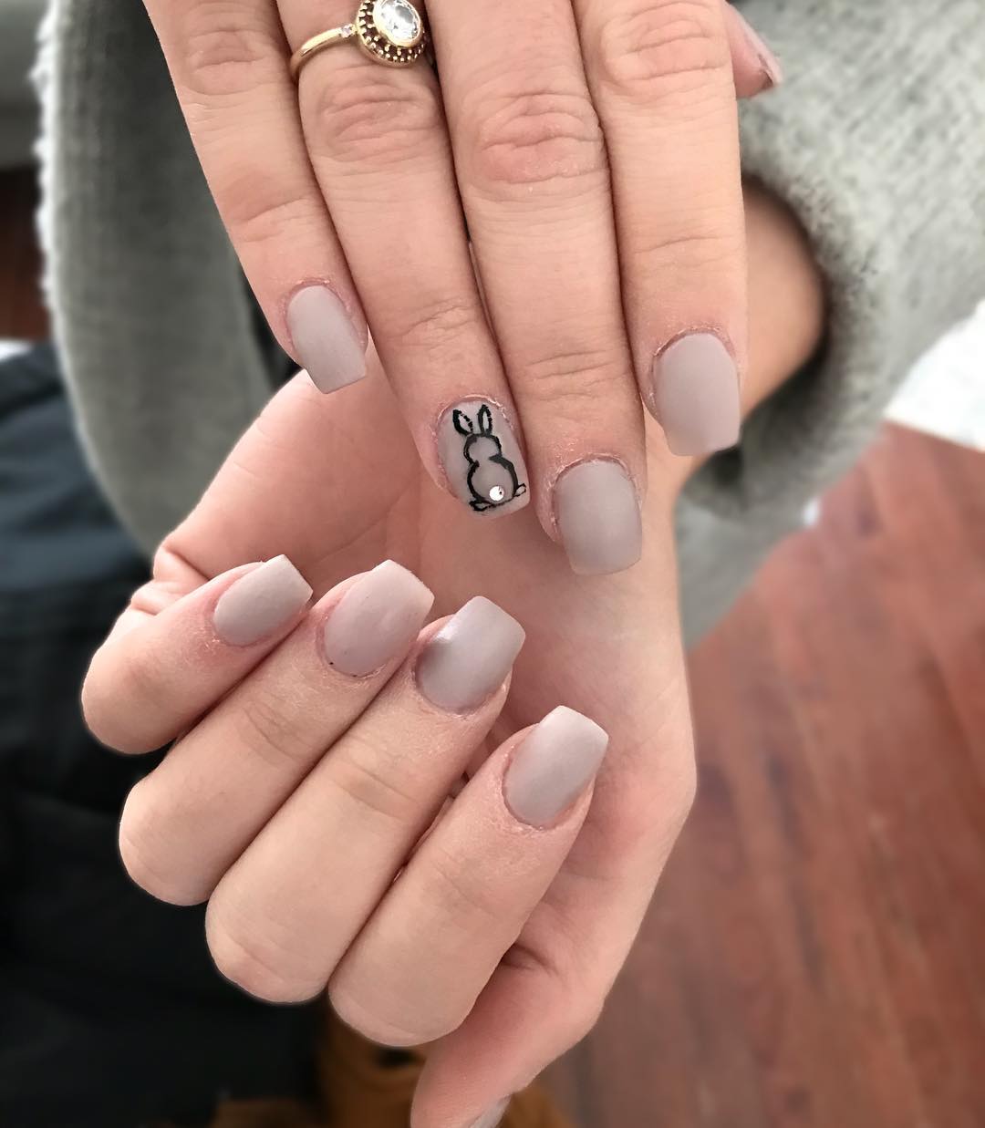 Matte Nails With Bunny