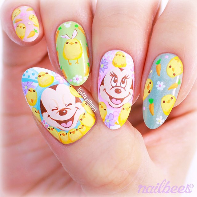 Mickey Mouse Easter Nail Art Design