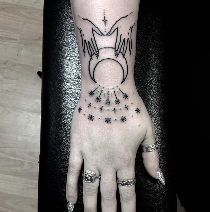 Moon Tattoo On Hand