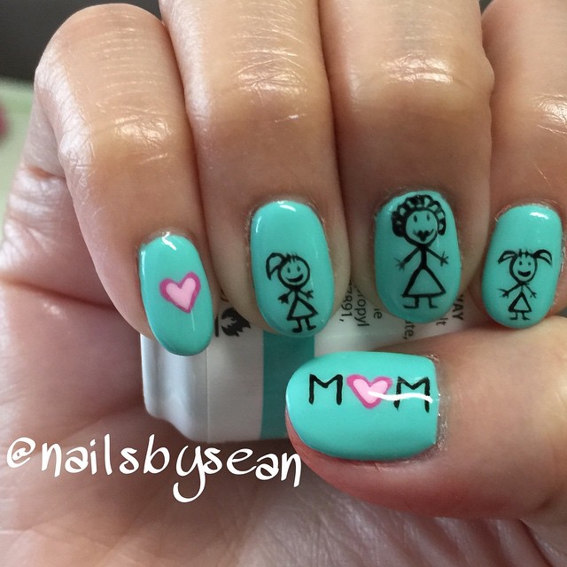 Mother Daughter Print Mother's Day Nails