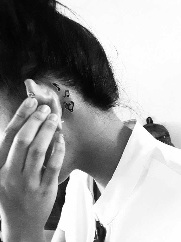 Music Note Tattoo Inked Behind The Ear