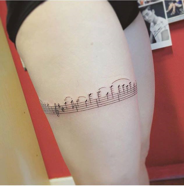 Music Tattoo On Thigh