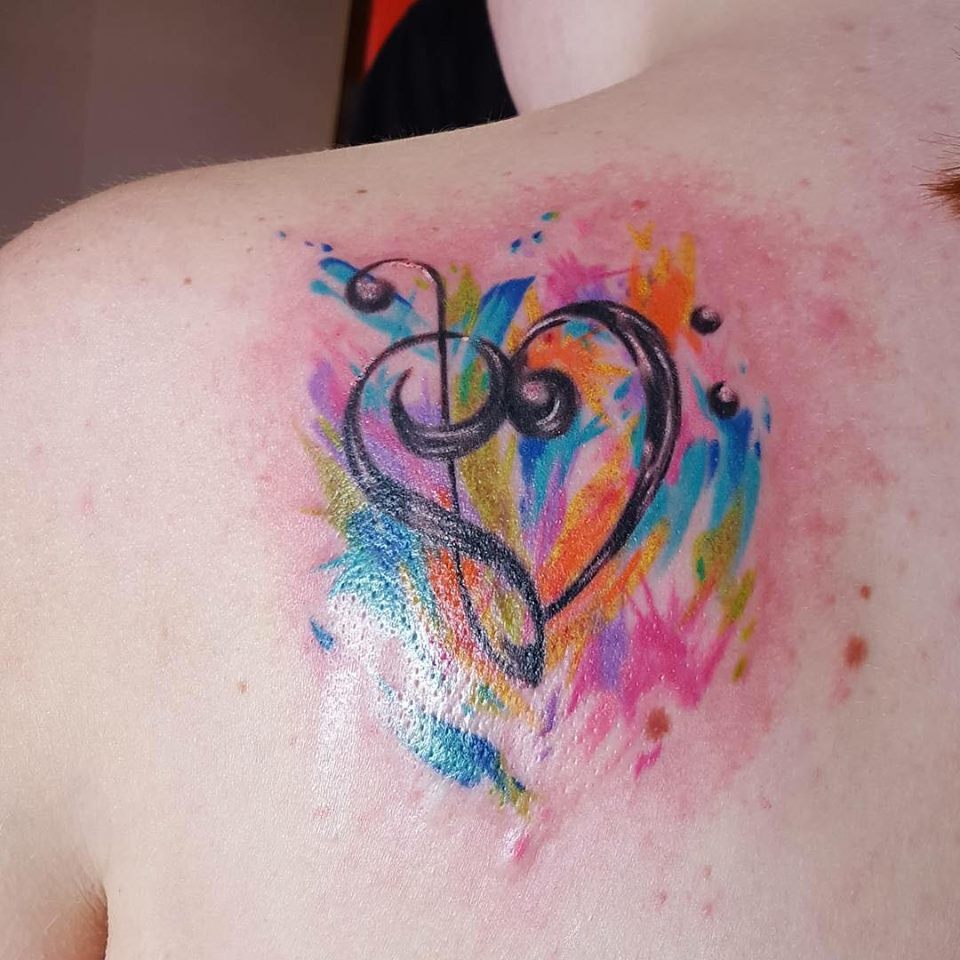 Musical Water Color Tattoo