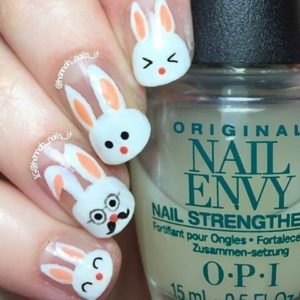 Negative Space Bunny Nail Art Design