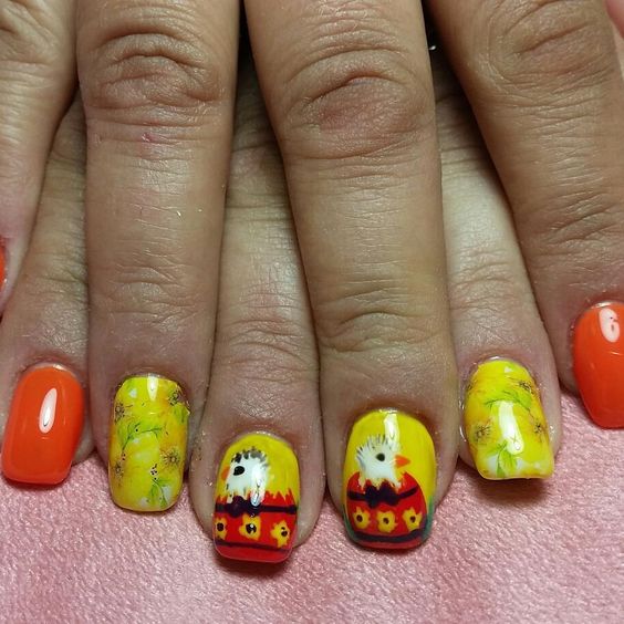 Neon Nails With Chicken