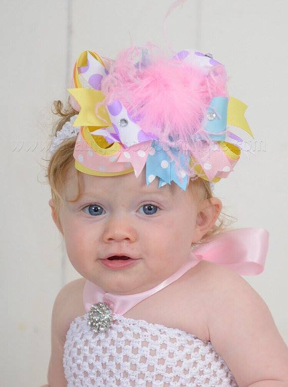 Pink Lavender Yellow Blue Baby Headband