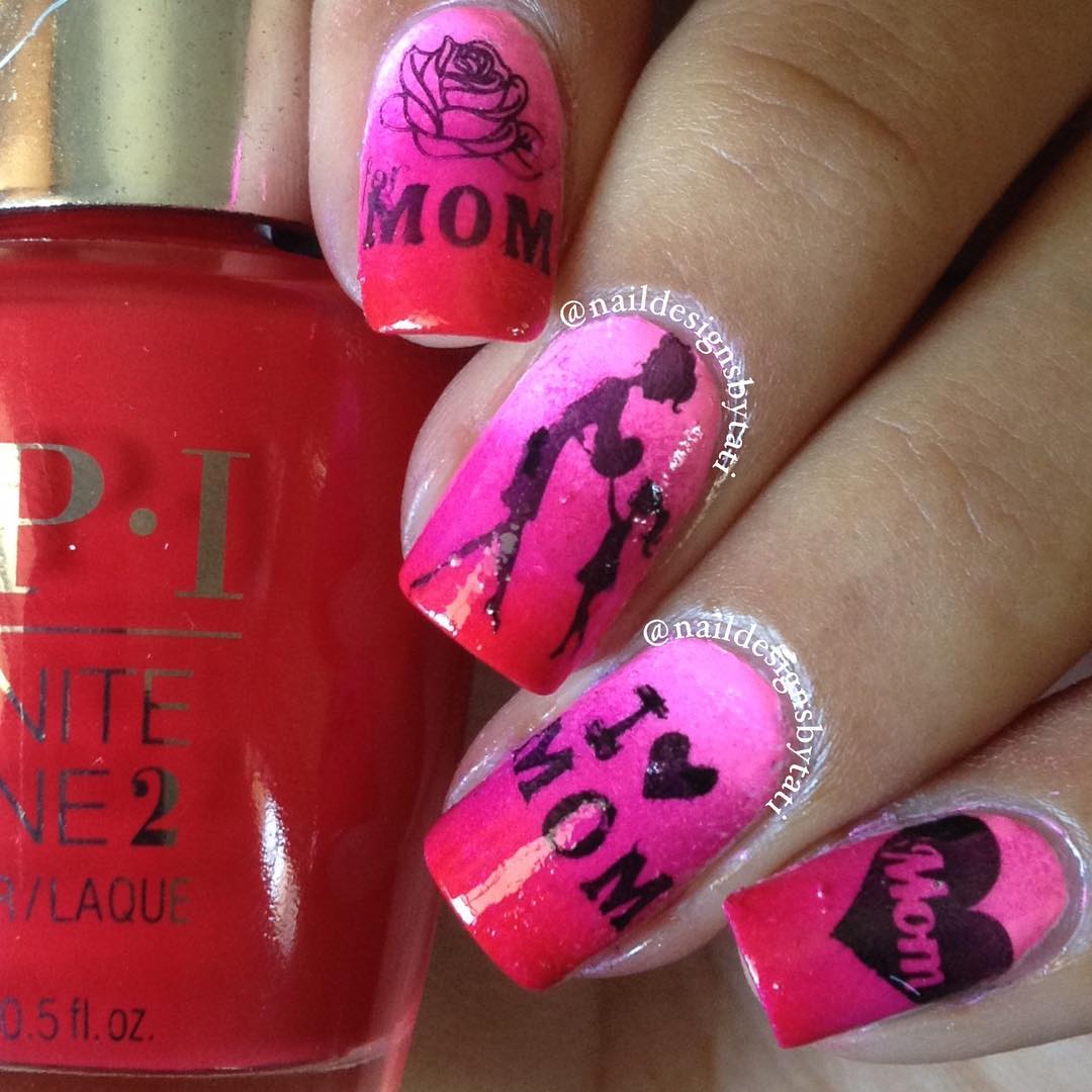 Pink Rose Mother's Day Nails