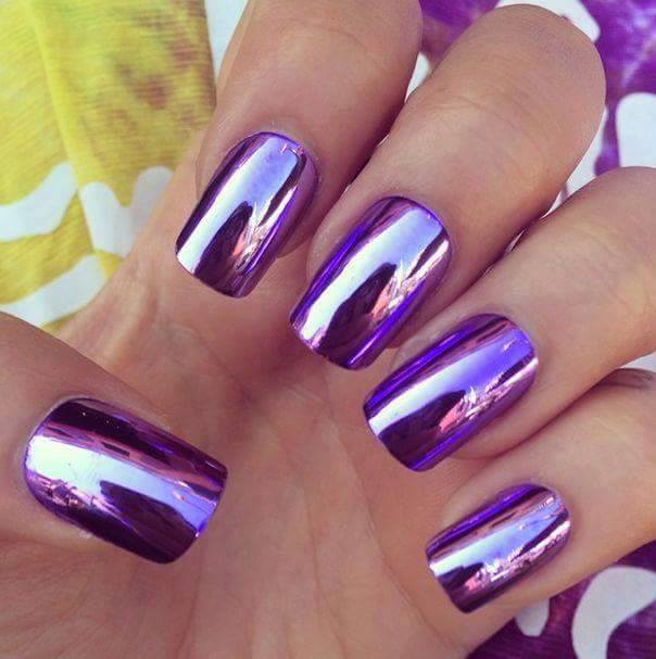 Purple Metal Nail Art Design