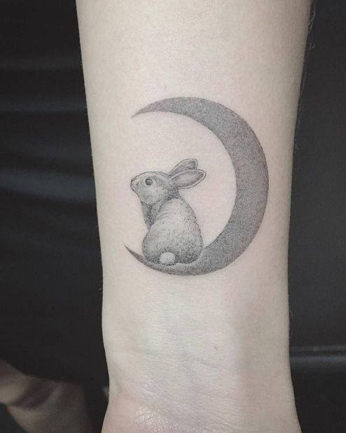 Rabit And The Moon Tattoo Design Ideas