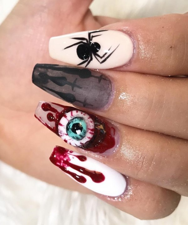 Scary Halloween nails. Pic by haileeng
