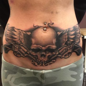Skull With Wings On Stomach