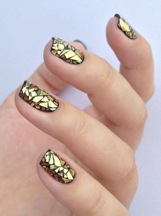 Stunning and exotic metallic nail art design