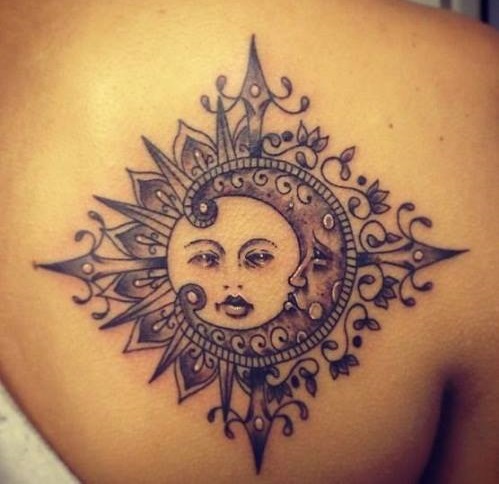 Sun Kissed by Crescent Moon Tattoo