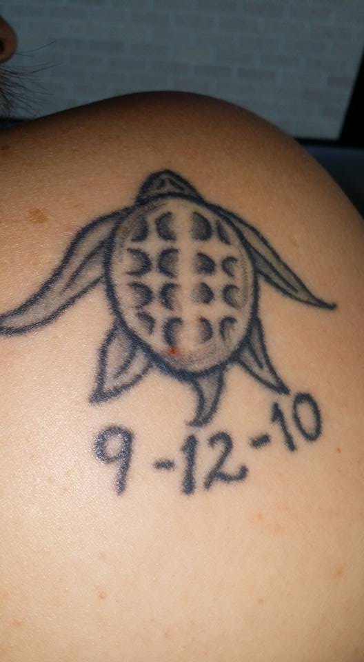 Turtle Tattoo On Back Shoulder