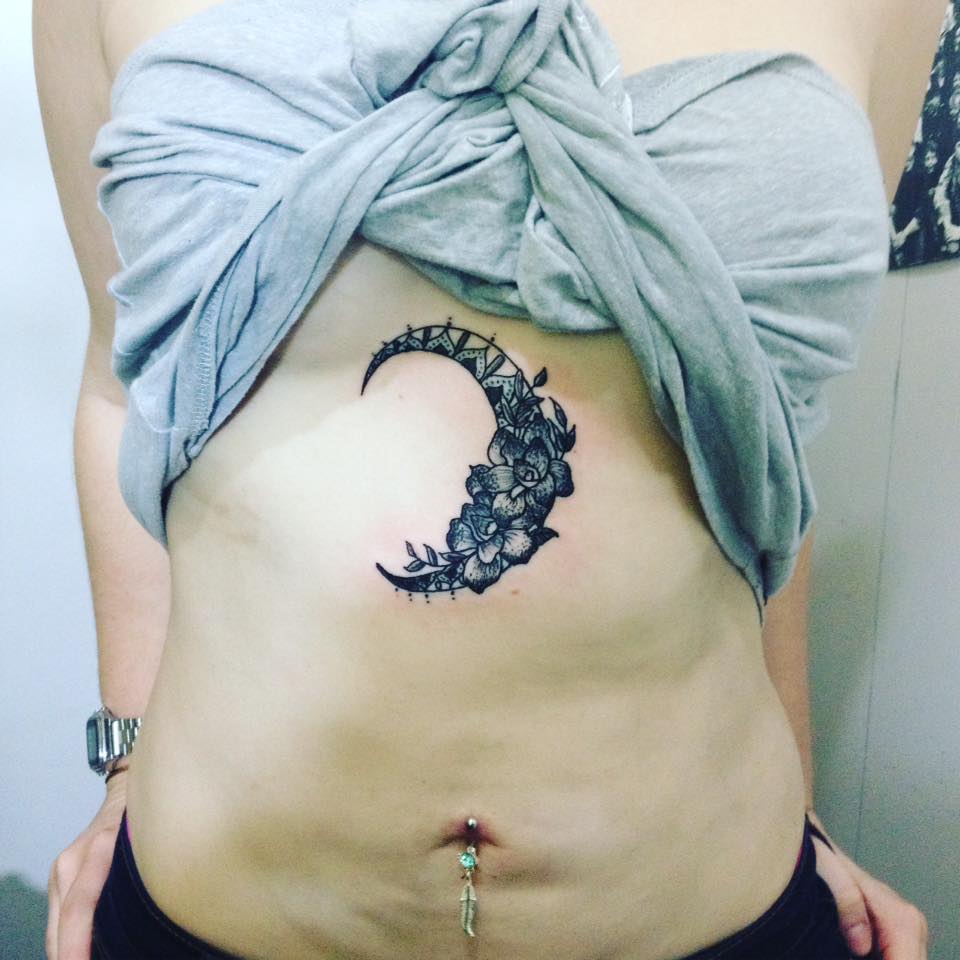 Under Boob Moon Tattoo