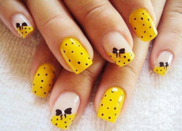 Yellow With Polka Dots Ans Bow