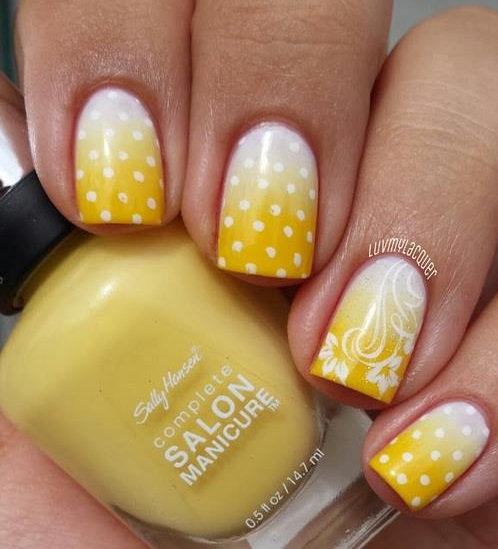 Yellow With White Polka Dots