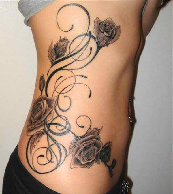 3D Flower Tattoo on Side Back