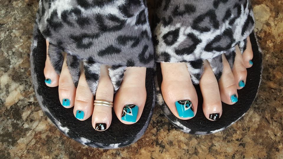 Aqua With Sunflower Toes Nail Art