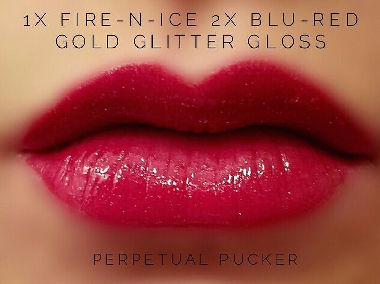 Blu-Red Gold Glitter Lips