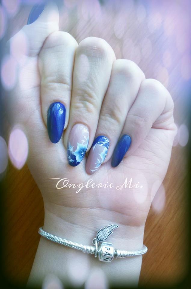 Blue Almonds Nails