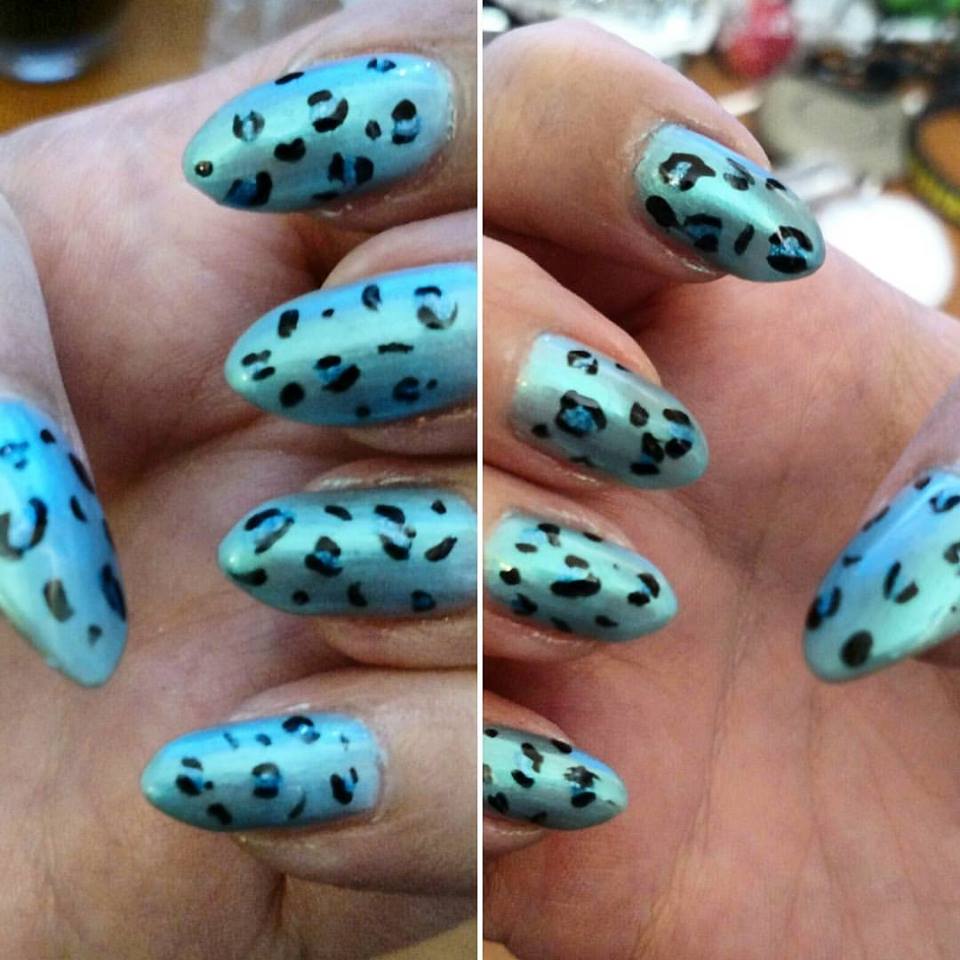 Blue Chitah Print Nails