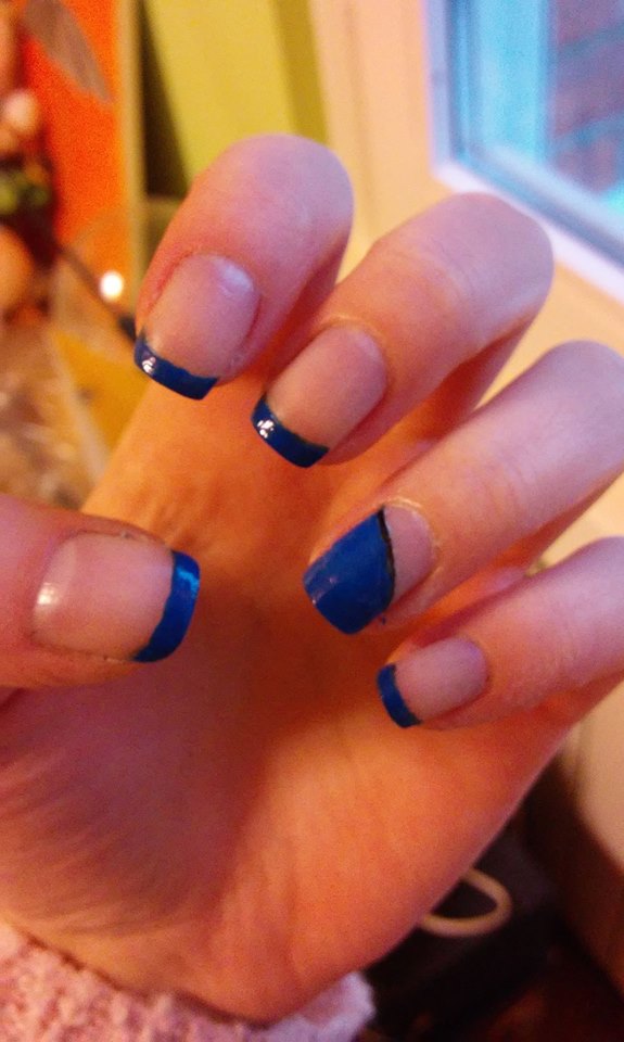 Blue French Nails